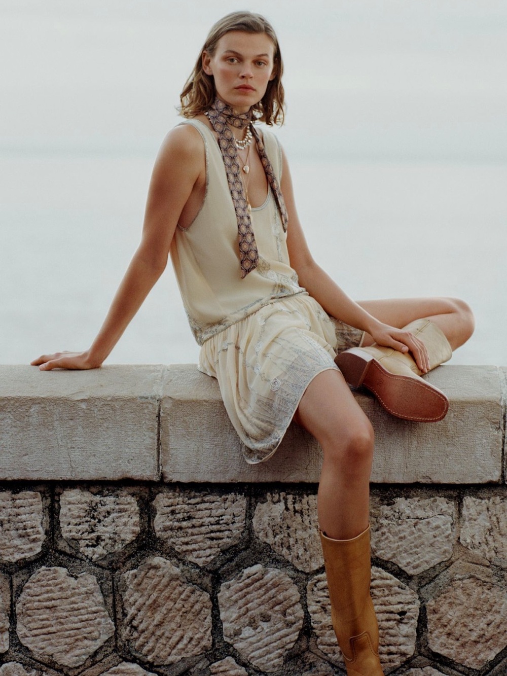 Anthropologie Sleeveless Embellished Cream Romper M 8 NWT NEW